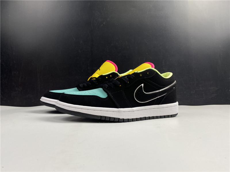 Air Jordan 1 Low Black Aurora Green Laser Orange CK3022-013