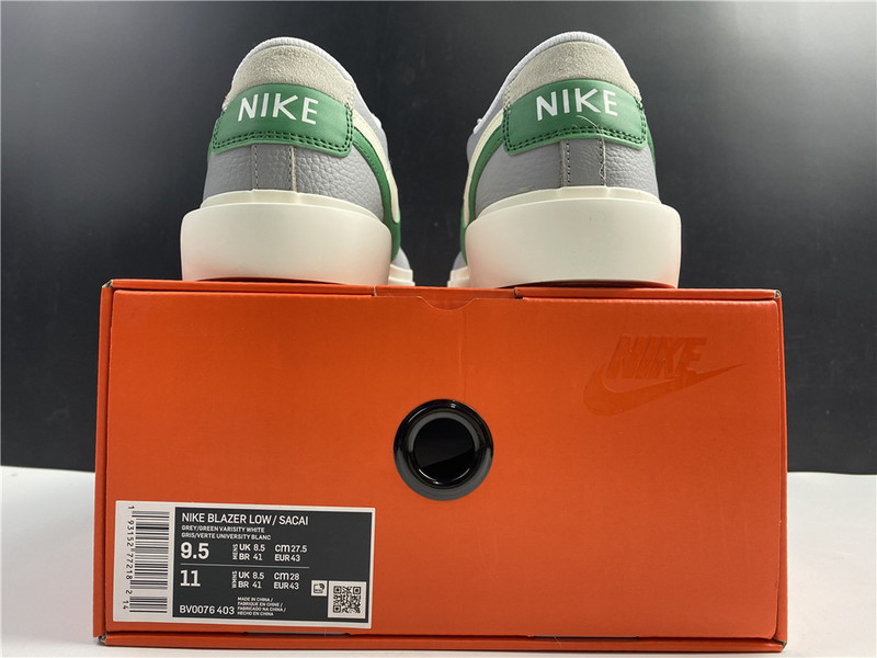 Sacai x Nike Blazer Low Medium Grey/Classic Green-White BV0076-403