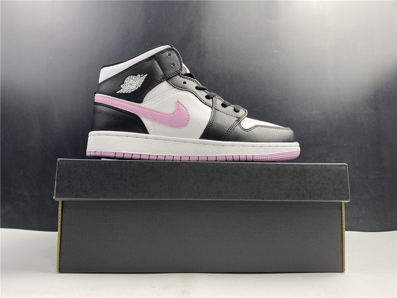 Air Jordan 1 Mid White/Light Arctic Pink-Black 555112-103