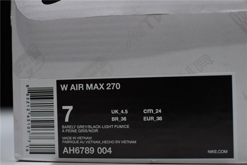 Nike Authentic Air Max 270 Barely Grey Pumice Purple AH6789-004