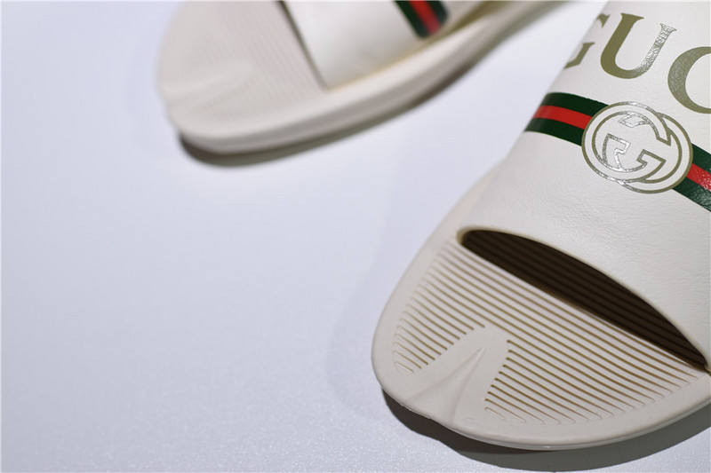 GC Leather SLIDE SANDAL WHITE WITH GG LOGO WOMENS 1K969E 3F7U F0090