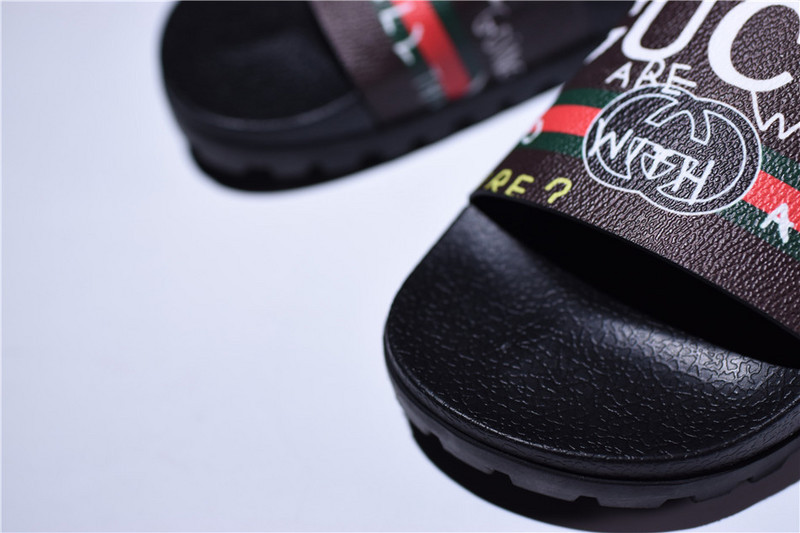 GC Leather SLIDE SANDAL with gg logo mens