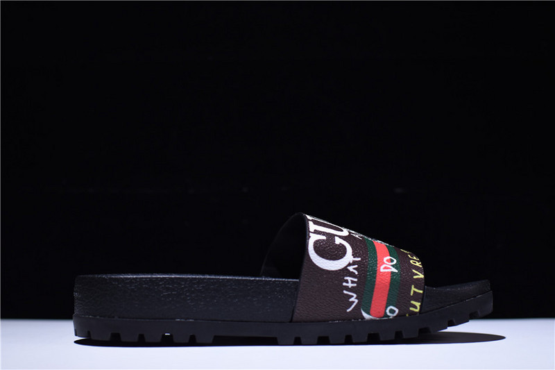 GC Leather SLIDE SANDAL with gg logo mens