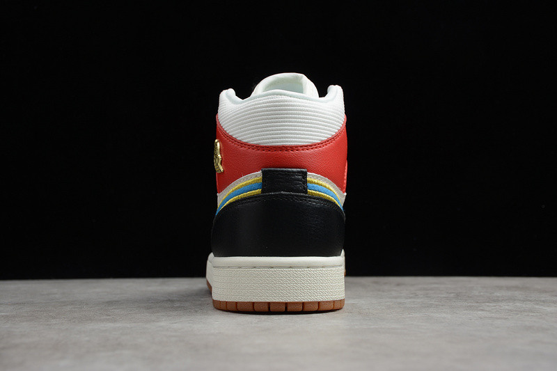 Air Jordan 1 Mid Sail Red Black Blue DC1426-100