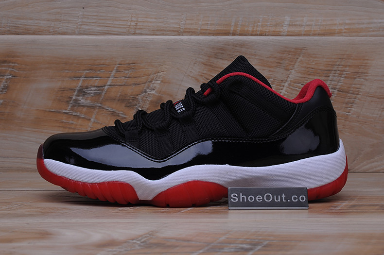 AIR JORDAN 11 RETRO LOW "BRED" BLACK/ RED mens 528895-012