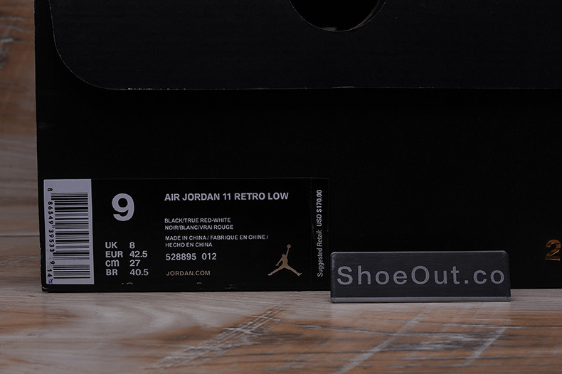 AIR JORDAN 11 RETRO LOW "BRED" BLACK/ RED mens 528895-012